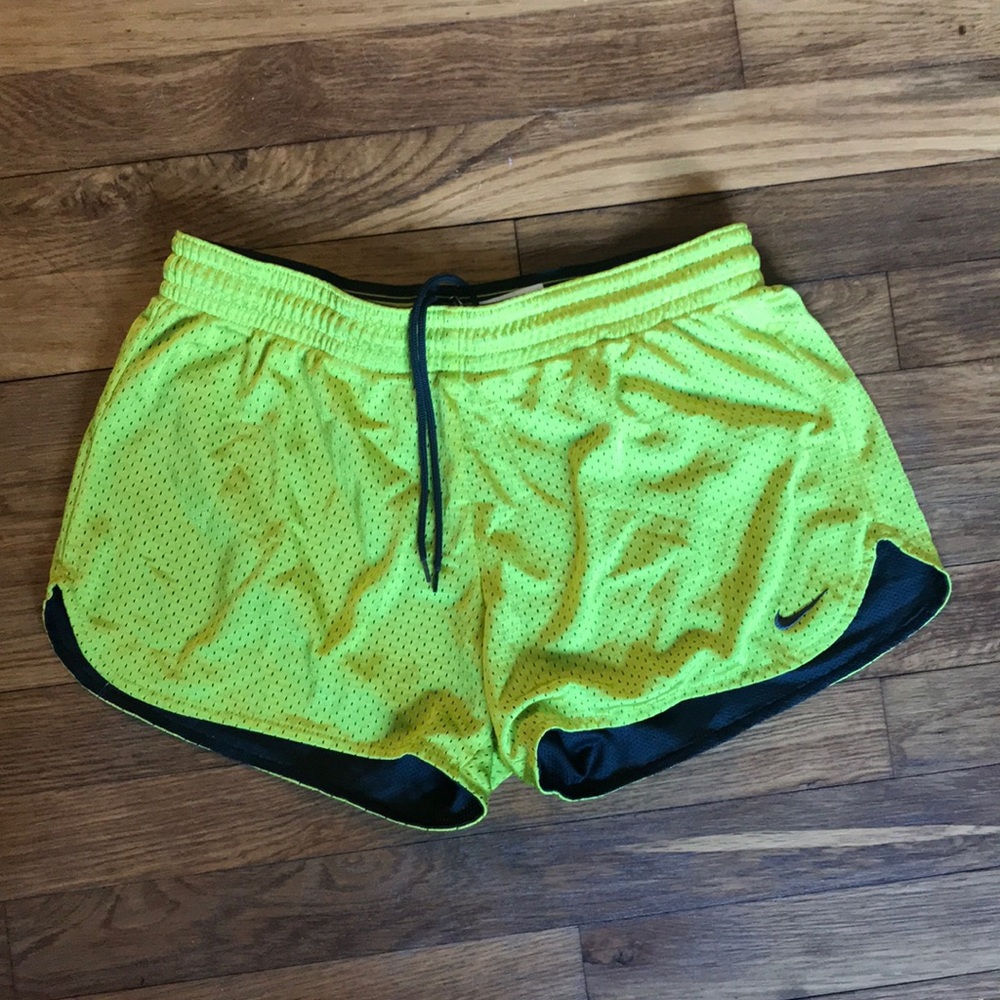 Nike neon green running shorts, size small